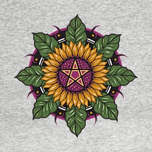 Sun flower and leaf mandala T-Shirt